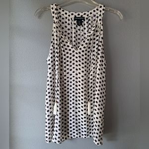 Cynthia Rowley - Off White & Black Tie Neck Tank Top, Size Large